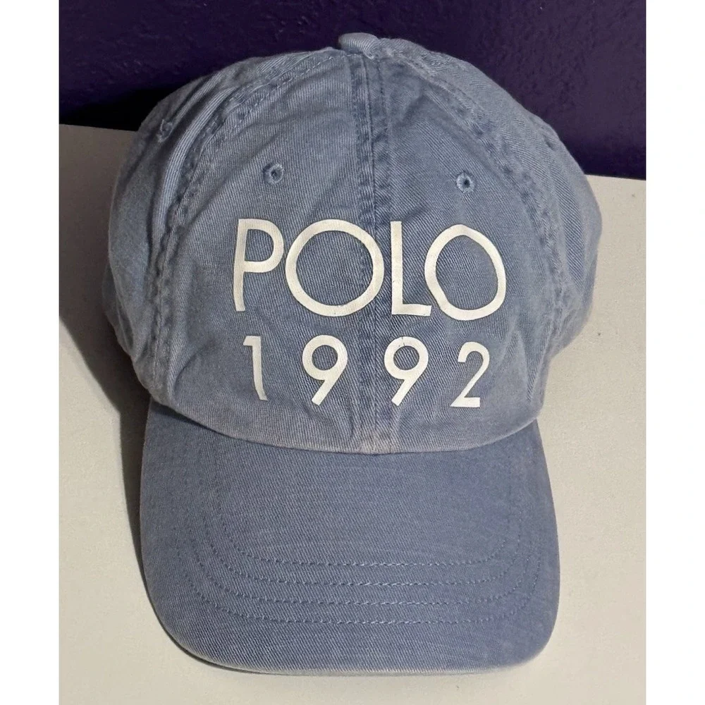 Polo Ralph Lauren Stadium 1992 Chino Hat Chambray Leather Strap Cap RRL Rare